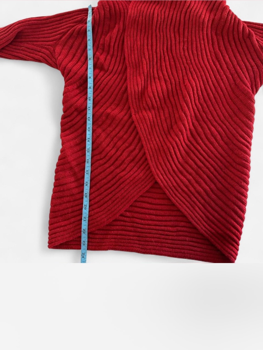 Peruvian Link Alpaca Ribbed Open-Front Red Cardigan Sweater - Picture 7 of 7